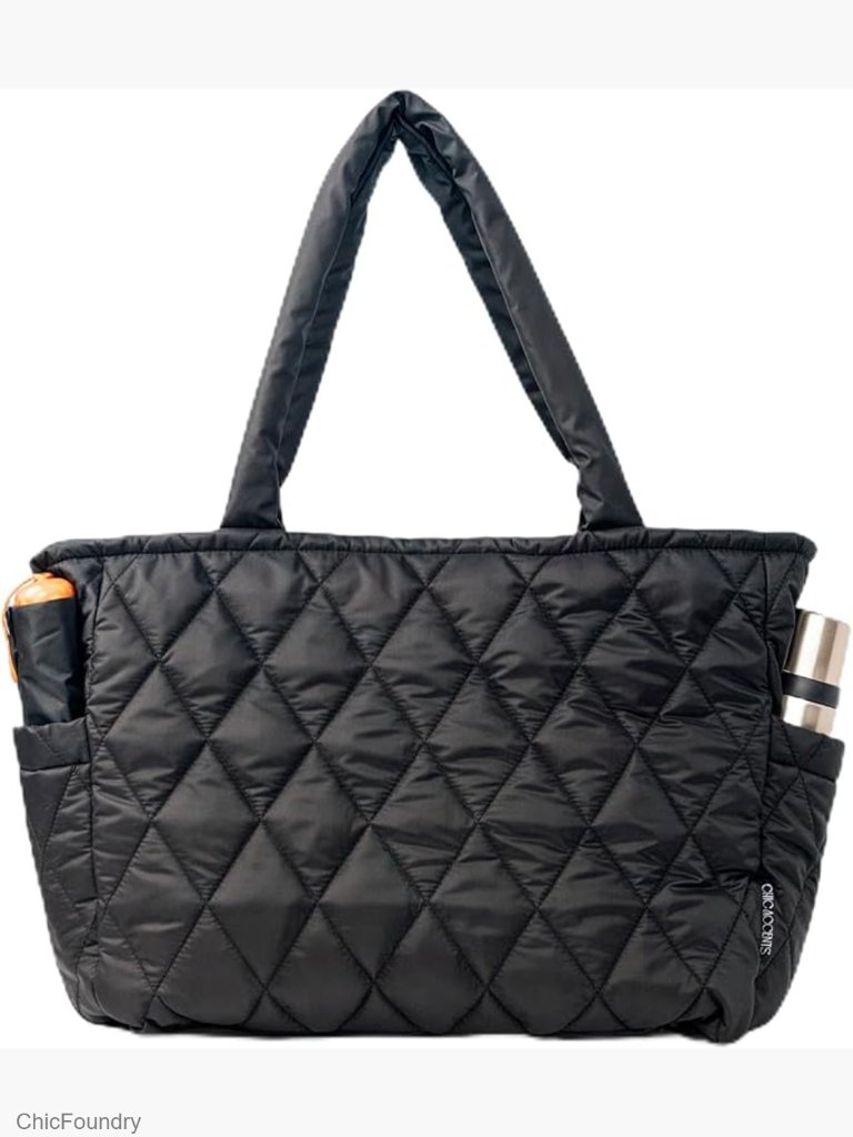 Quilted Puffer Tote Bag With Pockets Lightweight Water Resistant Travel Work Gym